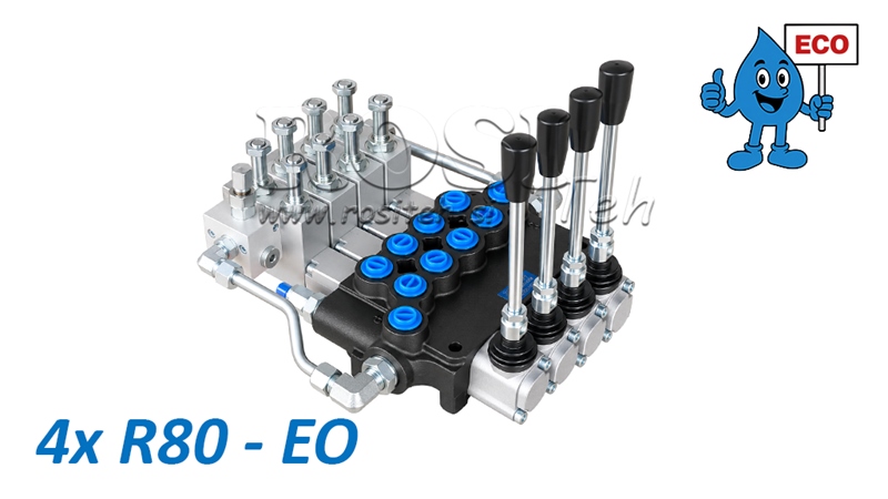 HYDRAULISCHES ELEKTRO-HANDVENTIL (OHNE SPULEN) – 4-SEKTIONEN-STEUERVENTIL 4xR80-EO ECO