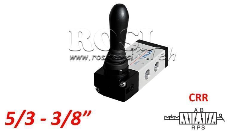PNEUMATICKÝ MANUÁLNY VENTIL 5/3 3/8 PRT-1053-CRR MANUÁLNY NÁVRAT