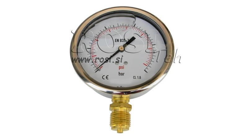 MANOMETER DN100 VERTIKAL 0 - 10 BAR - 1/2