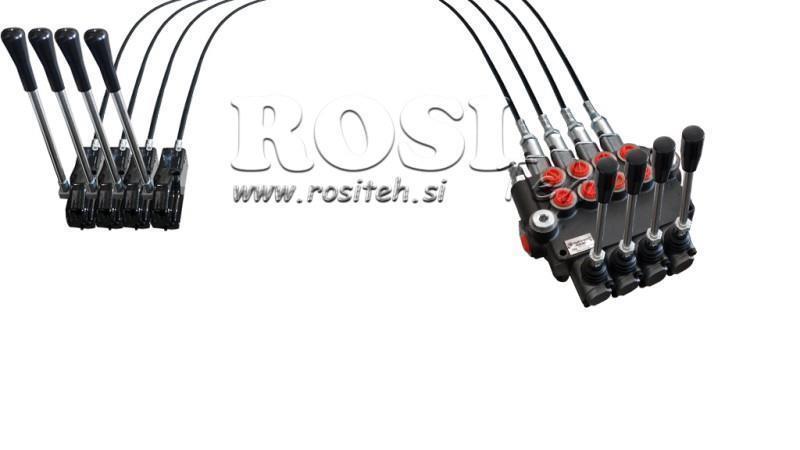 JOYSTICK DVOJITÁ RUKOJEŤ 2 m HYDRAULICKÝ VENTIL 4xP40 litrů