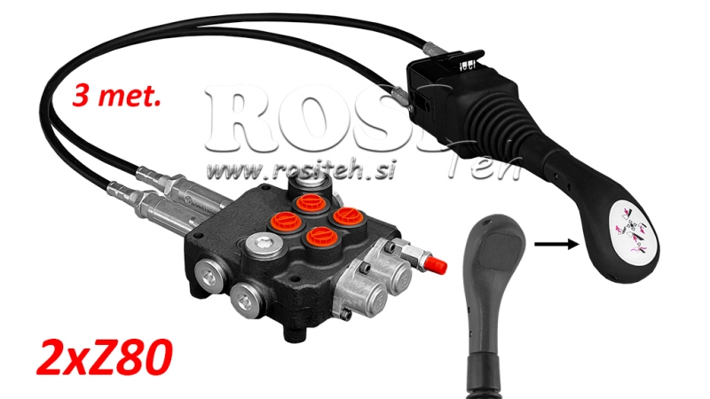 JOYSTICK SENZA PULSANTE - CAVO BOWDEN 3 m + VALVOLA IDRAULICA 2xZ80