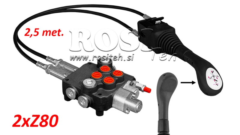 JOYSTICK SENZA PULSANTE - CAVO BOWDEN 2,5 m + VALVOLA IDRAULICA 2xZ80 + FUNZIONE FLOTTANTE