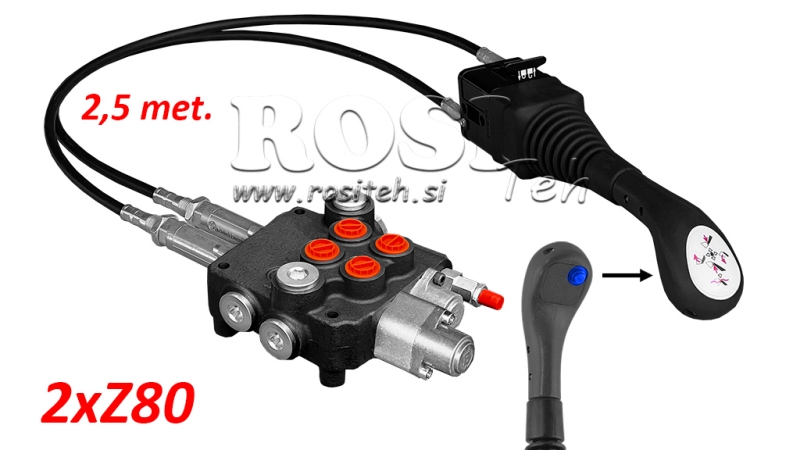 JOYSTICK 1x PULSANTE - CAVO BOWDEN 2,5 m + VALVOLA IDRAULICA 2xZ80 + FUNZIONE FLOTTANTE
