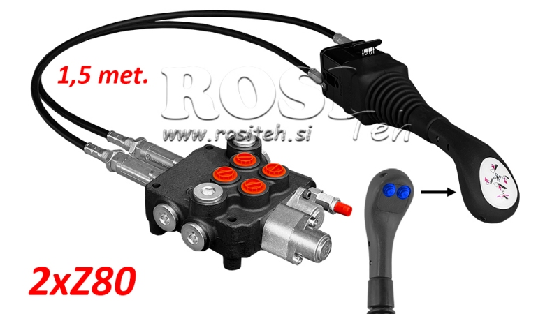 JOYSTICK 2x PULSANTE - CAVO BOWDEN 1,5 m + VALVOLA IDRAULICA 2xZ80 + FUNZIONE FLOTTANTE