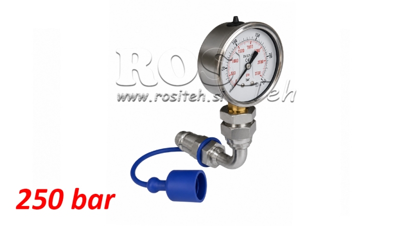 TRAKTOR HYDRAULIKPRÜFANSCHLUSS MIT MANOMETER WINKEL 0 - 250 BAR