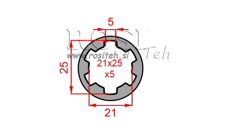 ZAPFWELLENADAPTER HÜLSE 21x25x5 (6 VERZAHNUNGEN) (60 mm)