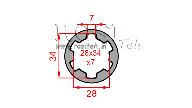 ZAPFWELLENADAPTER HÜLSE 28x34x7 (6 VERZAHNUNGEN) (60 mm)