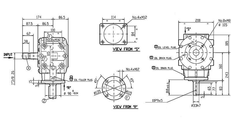 ANGLE REDUCER T-313J 1:3 (62HP-45.6kW)