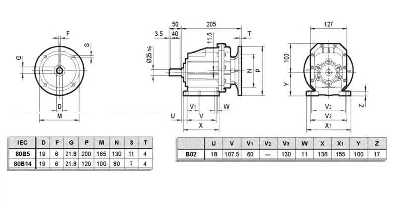 ERC02 REDUKTOR PRO ELEKTRICKÝ MOTOR MS80 (1.1-1.5kW) POMĚR 24:1