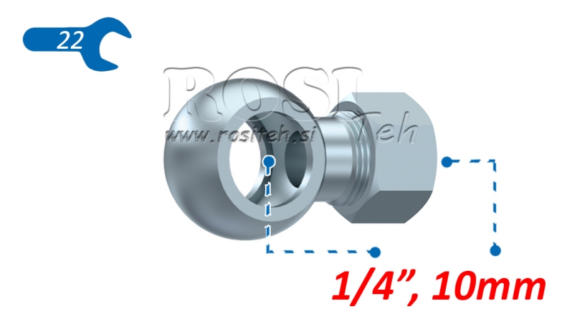 RACCORDO IDRAULICO A OCCHIELLO 1/4 CON DADO PER TUBO 10