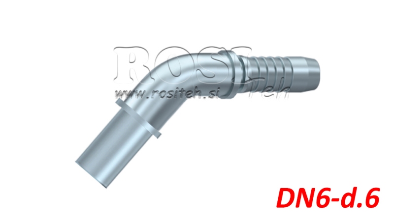 CONECTOR HIDRÁULICO MANGUERA CODO DE TRANSICIÓN 45° DN6-d.6