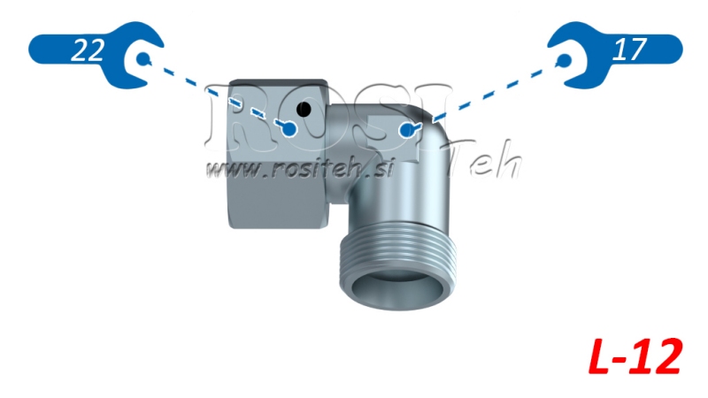 HYDRAULISCHER 90°-WINKEL L-12 MIT SCHWENKMUTTER M18X1,5