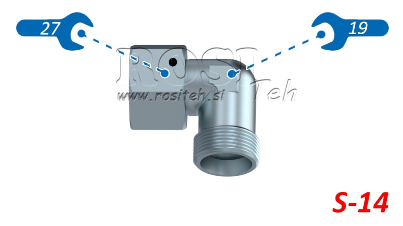 HYDRAULISCHER 90°-WINKEL S-14 MIT SCHWENKMUTTER M22X1,5