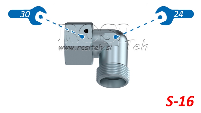 HYDRAULISCHER 90°-WINKEL S-16 MIT SCHWENKMUTTER M24X1,5