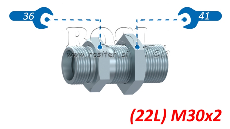 HYDRAULISCHE SCHOTTVERSCHRAUBUNG DOPPELVERBINDER (22L) M30X2