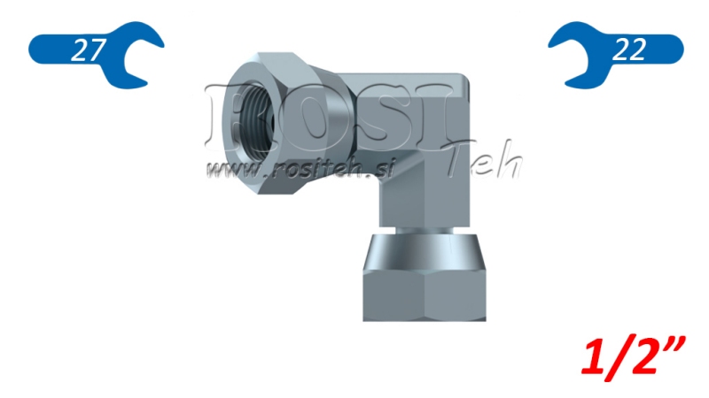 HYDRAULIC 90° SHORT ELBOW DOUBLE SWIVEL NUT BSP 1/2