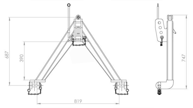 FRONT TRIANGLE FOR FRONT TRACTOR HYDRAULICS CAT. 2 – 747 mm – 1400 kg