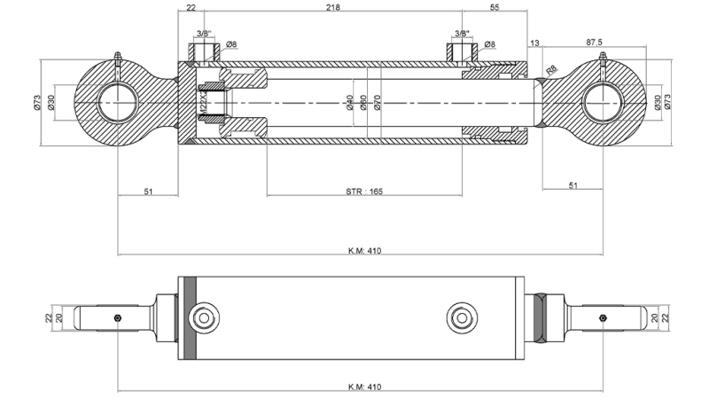HYDRAULIC CYLINDER POINT 60/40-165
