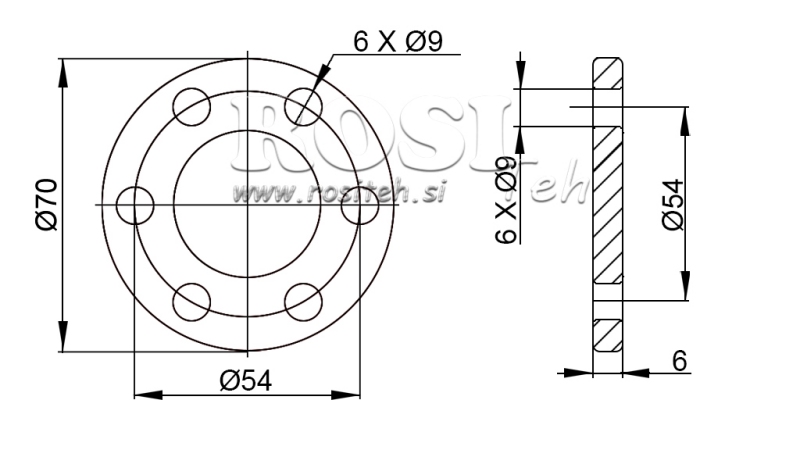 ADAPTADOR P.T.O. COM FLANGE 6 FUROS 1 3/8