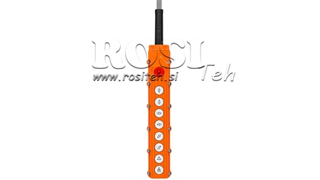 MANDO A DISTANCIA 8 BOTONES + INTERRUPTOR DE EMERGENCIA EN CARCASA CON CABLE