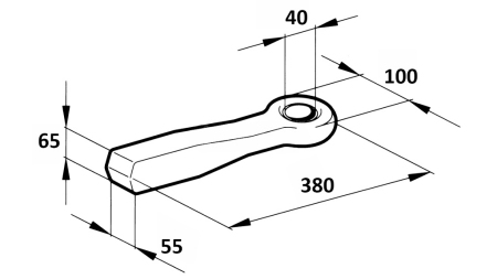 KIINTEÄ VETOKOUKKU FI40 55x65 L380 - 10,000/1,500KG