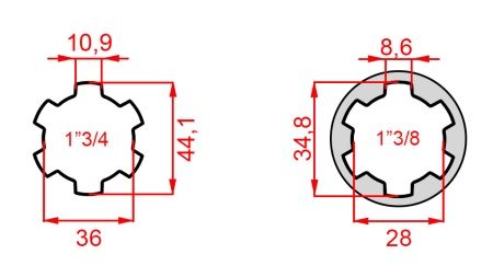 KARDANSKI ADAPTER S KLINOM OD 1-3/8 NA 1-3/4 (165 mm)