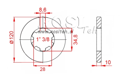 ADAPTADOR CARDÃ COM FLANGE E PINO 1-3/8 (80 mm)