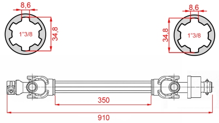 ECO KARDÁNTENGELY 910mm 30-75LE SZABADFUTÓ KUPLUNGGAL