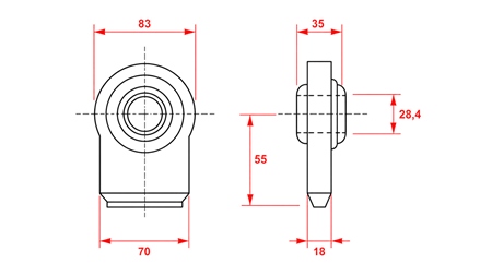 WELDING EYE BEARING - PLATE JOINT CAT.2 Φ28.4/70