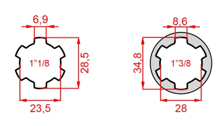 KARDÁN ADAPTER 1-3/8-RŐL 1-1/8-RA (140 mm)