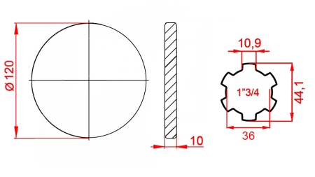 KARDANADAPTER FLANTSIGA 1-3/4 (120 mm)