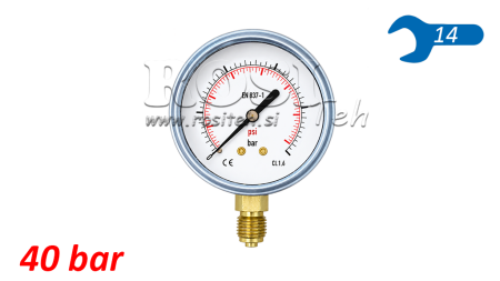 MANOMETER DN63 VERTICAL 0 - 40 BAR - 1/4