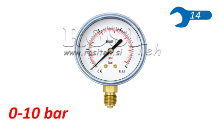 MANOMETAR DN63 VERTICAL 0 - 10 BAR - 1/4