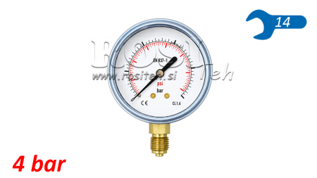 MANOMETER DN63 VERTICAL 0 - 4 BAR - 1/4