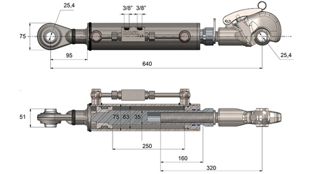 HIDRAULIKUS MENETES FŰGGESZTŐKAR AUTÓMATIKUS - CAT. 2 - 63/35-250 (45-95 HP) (25,4 mm)