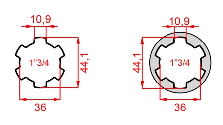 ADAPTADOR CARDÃ DE 1-3/4 PARA 1-3/4 (165 mm)