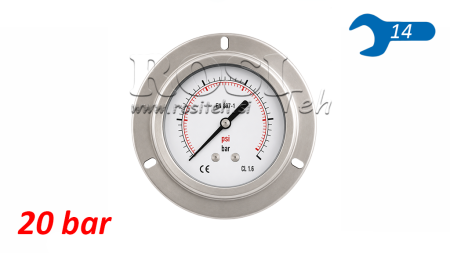 MANOMETER DN63 REAR 0 - 20 BAR - 1/4