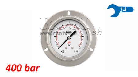 MANOMETER DN63 REAR 0 - 400 BAR - 1/4