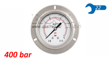 MANOMETER DN100 REAR 0 - 400 BAR - 1/2