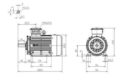 11KW-MOTOR ELÉCTRICO Y3 160M1-2_2930RPM 3FASE PATAS-B3