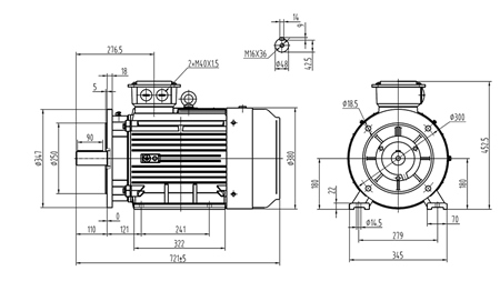 18,5kW-ELEKTROMOTOR Y3 180M-4_1470umd 3Phas Beine+Flansch-B3B5