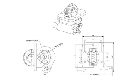Dimensioner AF HYDRAULISK PUMPE - ISUZU MSB 5S VACUUM
