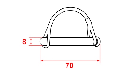 COMPLETE SAFETY CLIPS SEMI-CIRCULAR Φ 8/70 MM (5PCS)