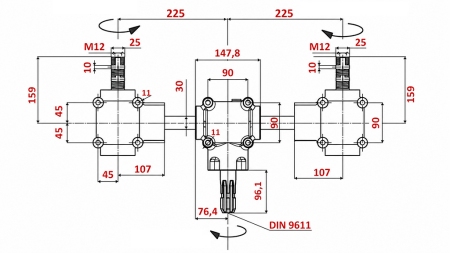KOMPLET REDUKTORJEV 1:1,3 (27HP-20kW) ZA TROSILNIK L:450 - ALU