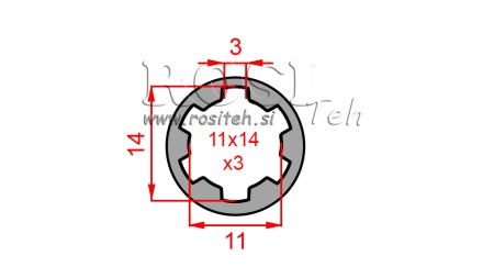 ZAPFWELLENADAPTER HÜLSE 11x14x3 (6 VERZAHNUNGEN) (40 mm)