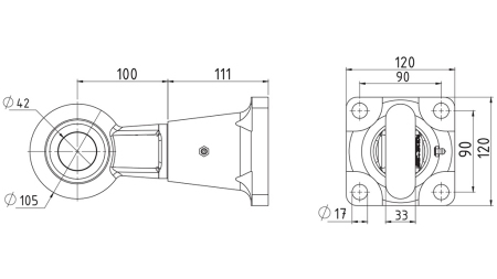 CROCHET ROTATIV PENTRU TRAGERE fi42 ÎN CARCASĂ 8000/1000KG