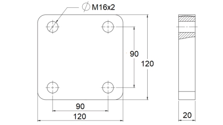 MOUNTING FLANGE FOR SWIVEL TOWING HOOK Φ42 IN HOUSING