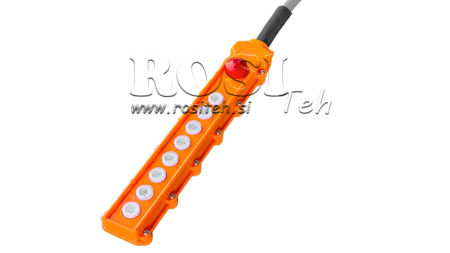 MANDO A DISTANCIA 8 BOTONES + INTERRUPTOR DE EMERGENCIA EN CARCASA CON CABLE