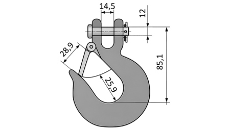 HAKEN MIT SICHERHEITSKLAPPE - 3000 KG