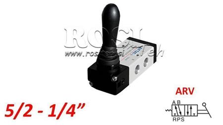 PNEUMATISCHES HANDVENTIL 5/2 1/4 PRT-0852-ARV RÜCKGABE MIT FEDER